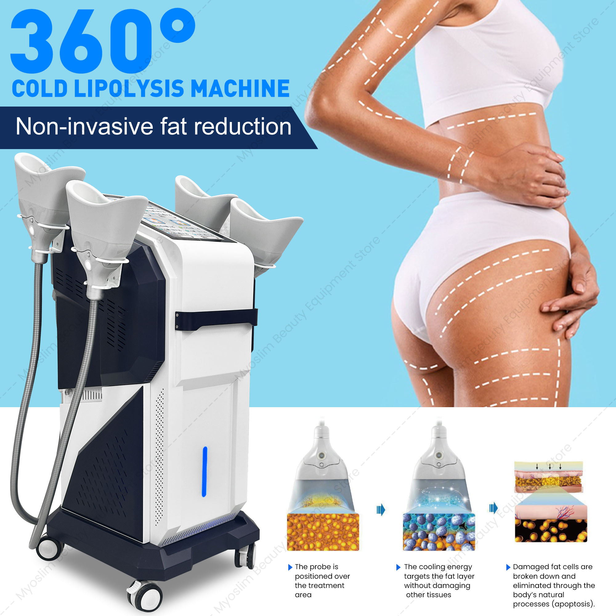360 °   4 Kanallı Kriyolipoliz - Cryolipolysis Fat Freezing Machine incelemesi ve fiyatı